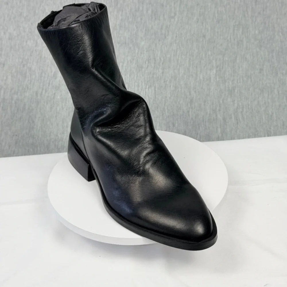 Steve Madden Nexie Black Leather Slouch Ankle Booties NEXI01S1 Size 6.5 Portugal